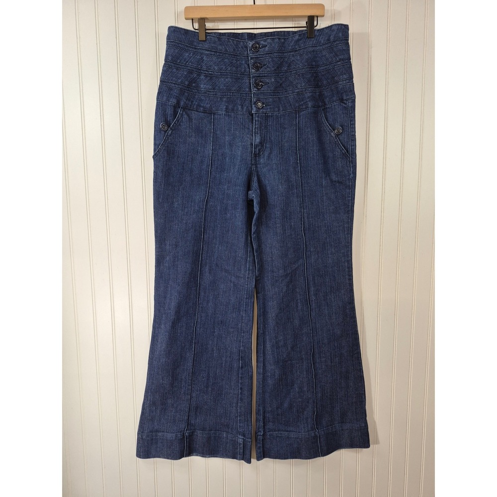 Boom Boom Jeans 20W Dark Wash Wide Leg High Waist Button Front Denim 39x32